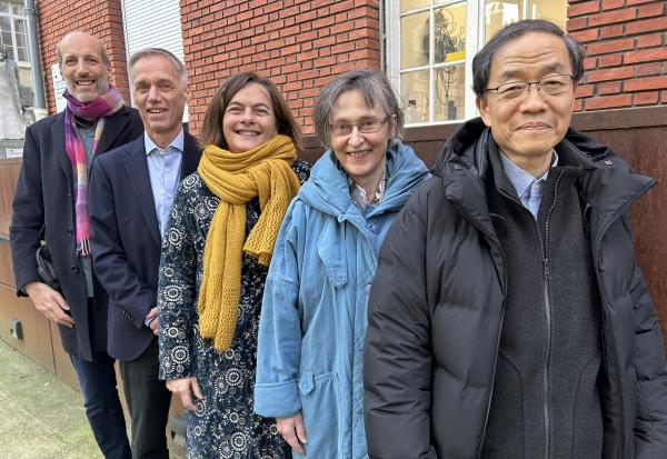 Group photo of Martin Hairer, Helge Holden, Alice Guionnet, Ursula Hamenstädt og Jun-Muk Hwang. Photo: Marina Tofting